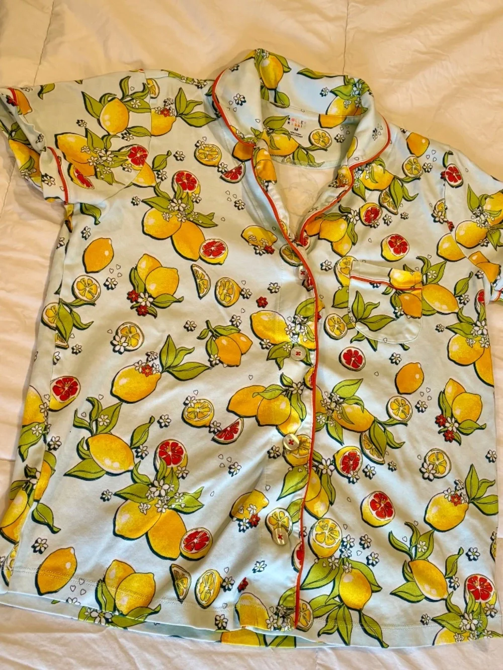 Roller Rabbit citrus hearts polo pajama top size medium
